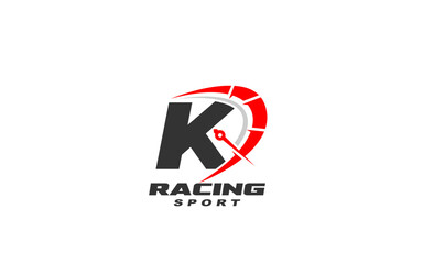 K Logo letter with RACING SPEED concept for template 