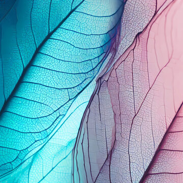 Multicolor decorative skeleton leaves. Generative AI. © F@natka