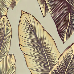 Seamless patterns of painted leaves. Generative AI.