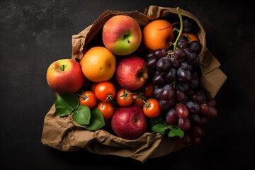 Paper bag vegetables and fruit  Generative AI