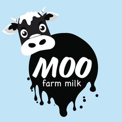 Vector fresh milk logo. Dairy products, packaging and advertising. Fresh organic meat farmer products Logotype concept icon.