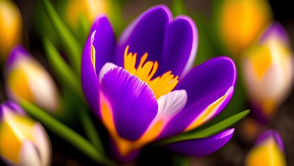 closeup of crocus flower - generative ai