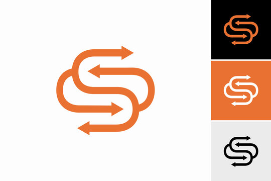 Initial Letter S with arrow back and forth Vector Logo Design Template