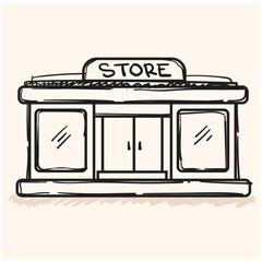 store doodle icon vector hand drawing