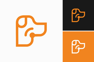 dog with signal wifi modern logo vector sign