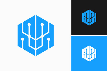 hexagon with connection abstract logo