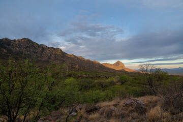 Sunrise in mountain desert in Arizona