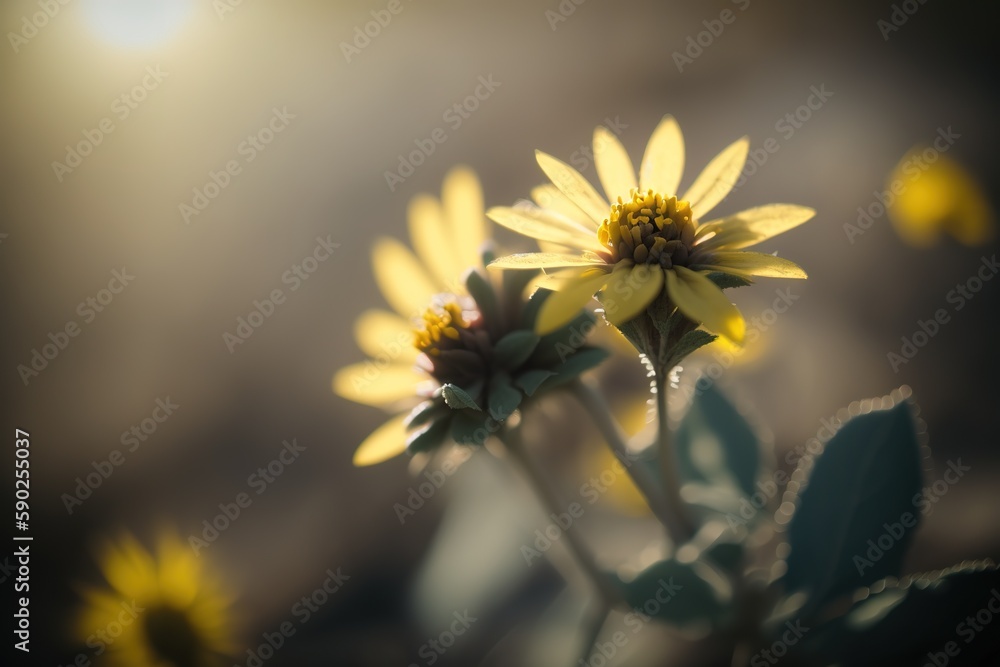 Poster bokeh and blurred backdrop closeup of appendicula in a sunny garden. generative ai