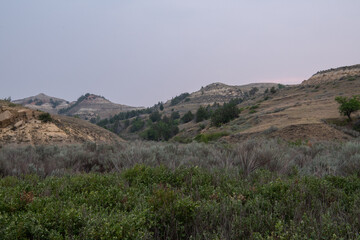 Badlands landscape in North Dakota 