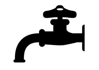 水道の蛇口。シンプルなモノクロシルエットアイコン。