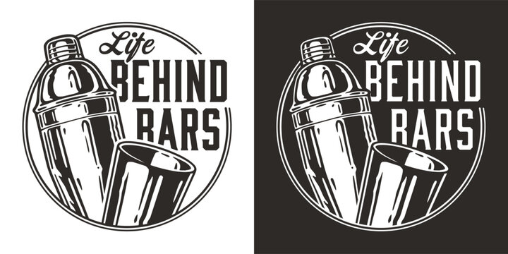 Bartender cocktail shaker and steel glass for bartending. Chromed boston shaker for barman of cocktail bar.