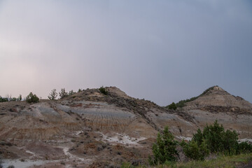 Badlands landscape in North Dakota 