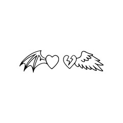 vector illustrator heart with wings concept