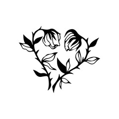 vector illustrator of two black flowers