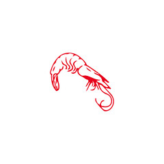 sea ​​red shrimp illustrator vector