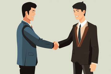 Fototapeta premium The illustration of two business men shaking the hands, ai contents of Midjourney