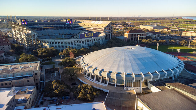 The Pete Maravich Assembly Center And Tiger Stadium On LSU Campus In Baton Rouge, LA