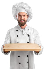 Male chef in uniform ready to cook a new dish