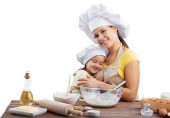 Mother and daughter cookings