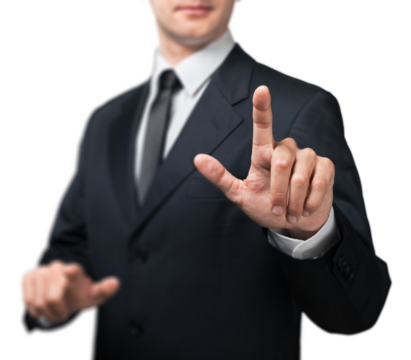 Businessman hand touch in virtual chart