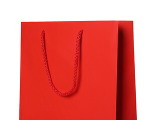 Red gift paper bag on white background