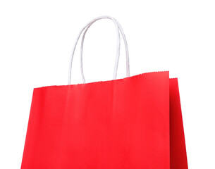 Red gift paper bag on white background