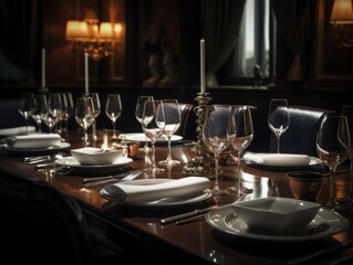 Obraz na płótnie Canvas A table set for a fine dining experience