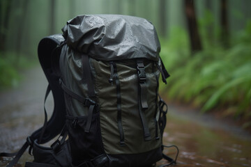 Tourist mountain backpack protected from rain. Generative AI