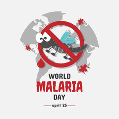 World Malaria Day greeting with stop sign against mosquito around the world