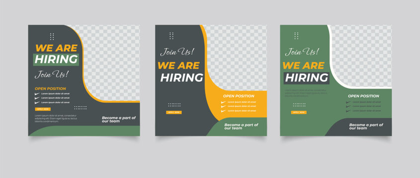 We are hiring job vacancy square social media post banner template