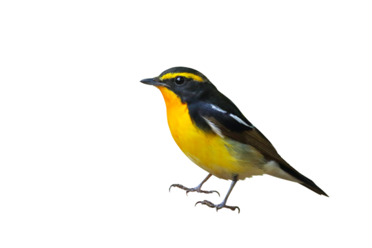 Beautiful narcissus flycatcher bird isolated on transparent background png file