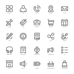 Mobile App icon pack for your website design, logo, app, and user interface. Mobile App icon outline design. Vector graphics illustration and editable stroke.