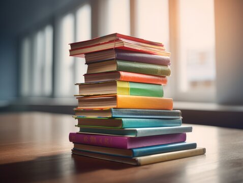 A stack of colorful books