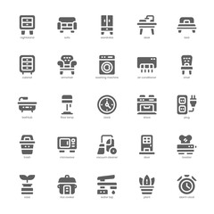 Household Equipment Icon pack for your website design, logo, app, and user interface. Household Equipment Icon glyph design. Vector graphics illustration and editable stroke.