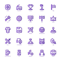 Esport Gaming Icon pack for your website design, logo, app, and user interface. Esport Gaming Icon basic line gradient design. Vector graphics illustration and editable stroke.