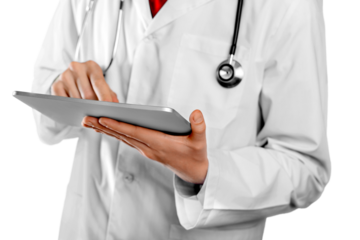 Close-up Doctor at hospital working with tablet pc