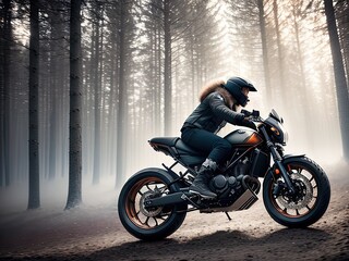 Fototapeta premium Exploring the Open Road on Motorcycle Generative Ai
