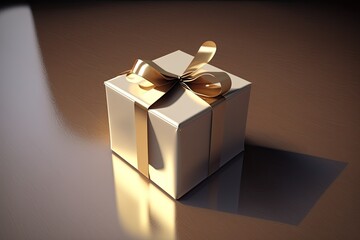gift box with bow and background isolated. Generative AI.