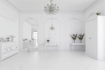 luxury all-white room for interior design - generative ai