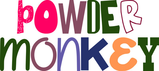 Powder Monkey Typography Illustration for Label, Packaging, Infographic, Gift Card