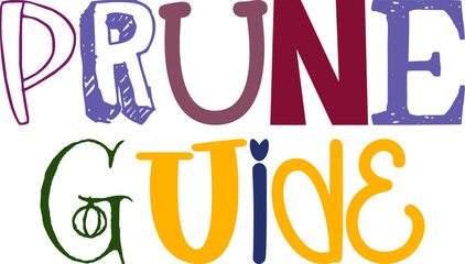 Prune Guide Calligraphy Illustration for Gift Card, Label, Book Cover, Bookmark 