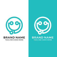 Smile stethoscope logo icon vector template 