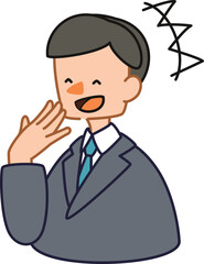 ベクターで描いた可愛いビジネスマンの男性のイラスト_笑顔で会話する男性