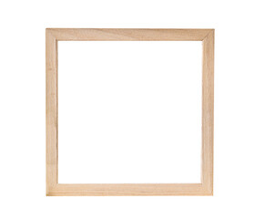 Natural wood blank empty transparent picture frame isolated cutout on transparent