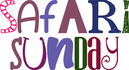 Safari Sunday Typography Illustration for Book Cover, Banner, Social Media Post, Poster