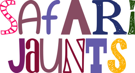 Safari Jaunts Calligraphy Illustration for Motion Graphics, Magazine, Label, Newsletter