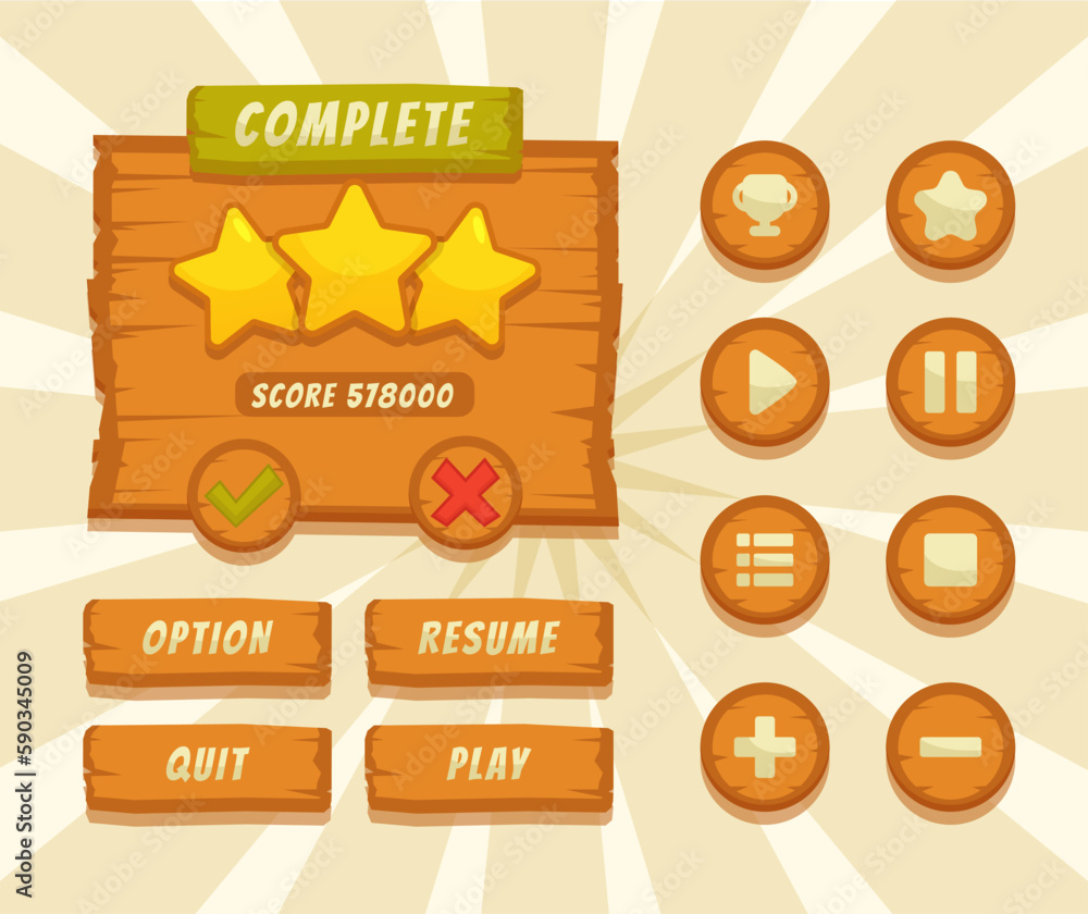 Aufkleber button set designed game user interface (gui) for video games, computers.