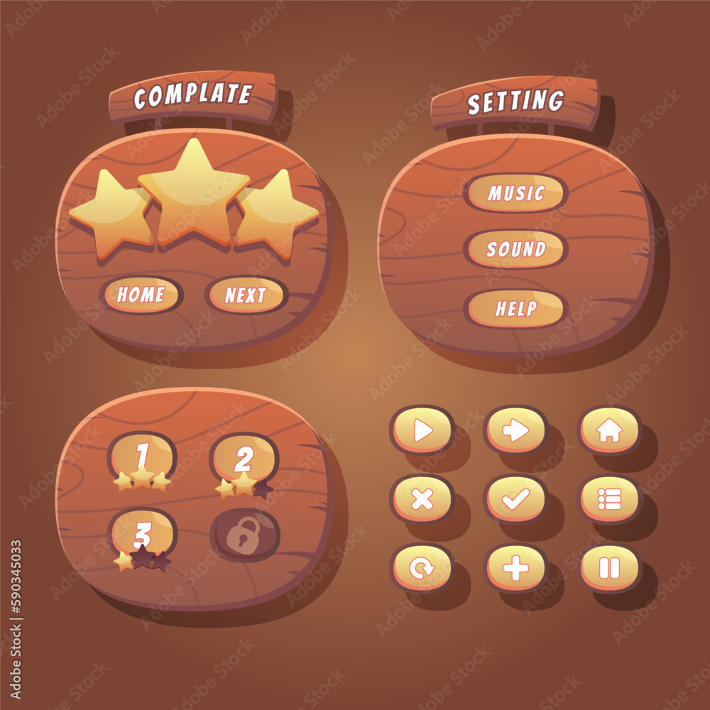 Aufkleber button set designed game user interface (gui) for video games, computers.