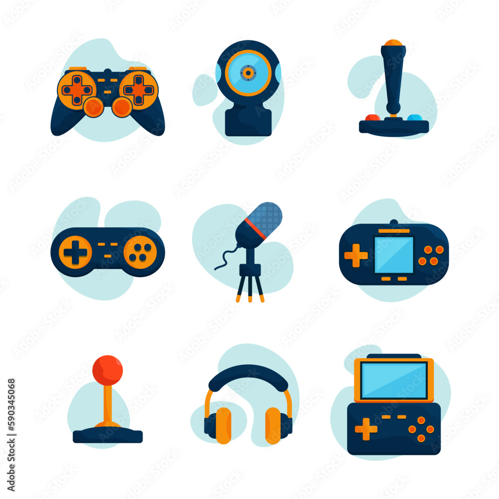 Poster joystick for play games on internet and computer games streaming. gemer playing game blogging concep