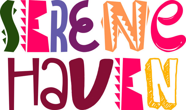 Serene Haven Calligraphy Illustration for Sticker , Gift Card, Decal, Postcard 